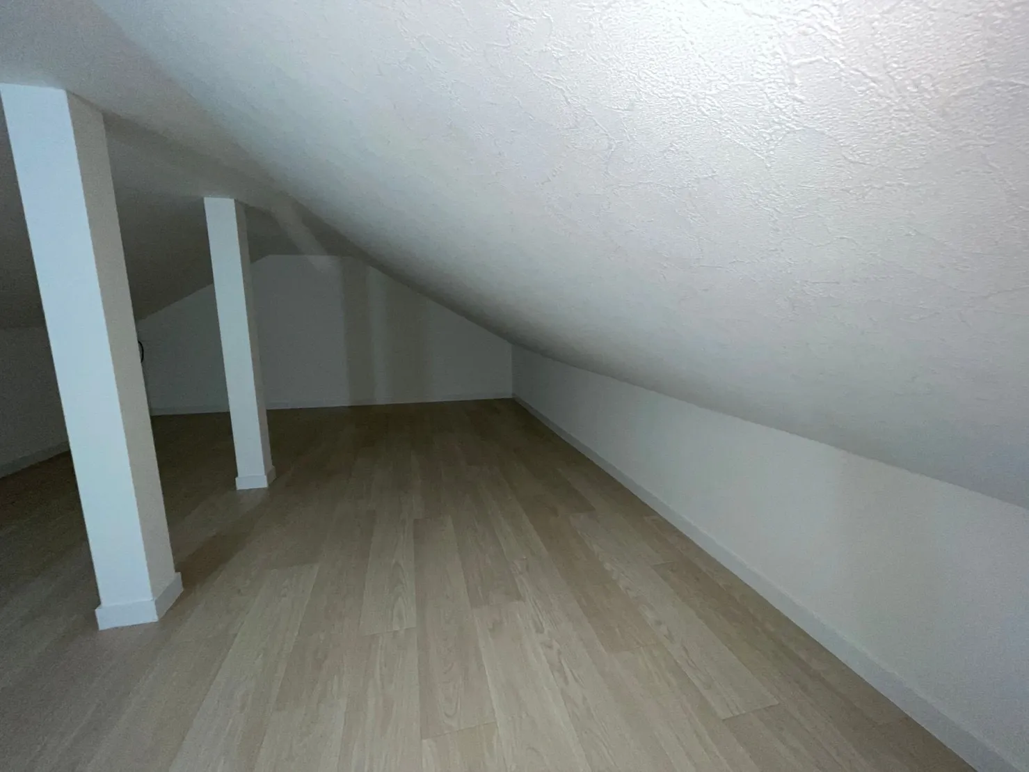 屋根裏　新規クロス、CF張り替え、 木部塗装後2