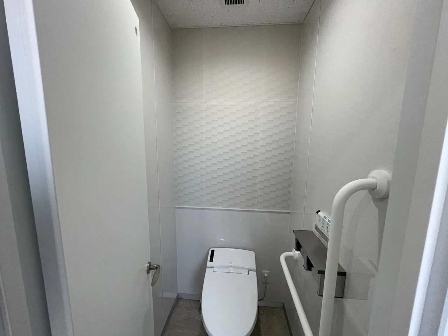 男性トイレ　　大便器　手摺り等施工後